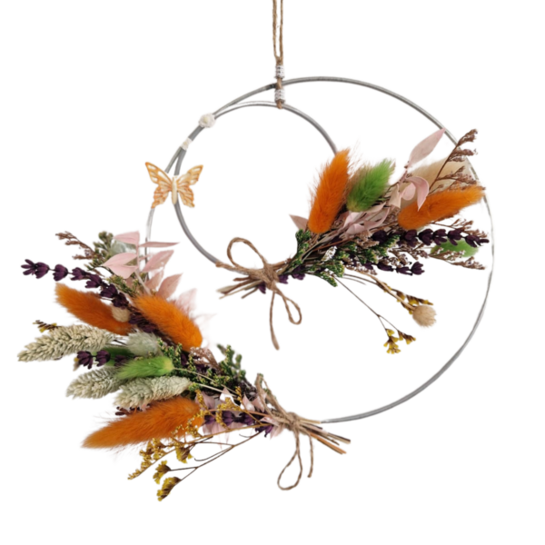 Doppelter Blumenring mit Schmetterling Gips-Accessoire