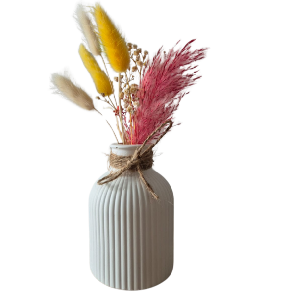 Deko Vase aus Gips mit Trockenblumen