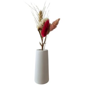 Handmade schmale Gips Vase mit Trockenblumen
