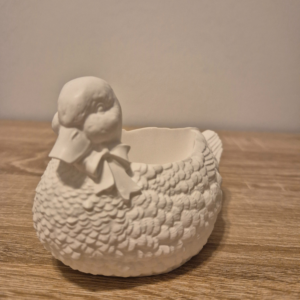 Ente aus Gips ohne Trockenblumen