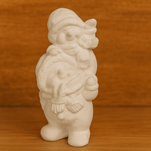 Schneemann Papa mit Kind auf der Schulter aus Gips