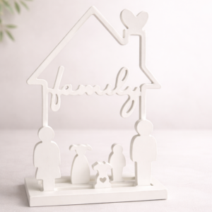 Family Aufsteller, Haus mit Figuren Mann, Frau, Mädchen, Junge und Hund