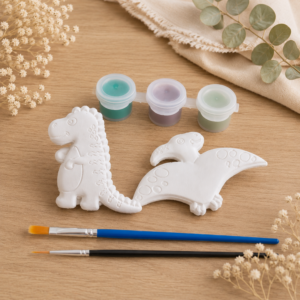 Gips Malset mit 2 Dinos, Farbe und Pinsel